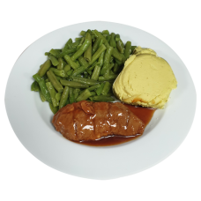 Kalfslap Vleesjus Sperziebonen Aardappelpuree(natrium/zoutarm)